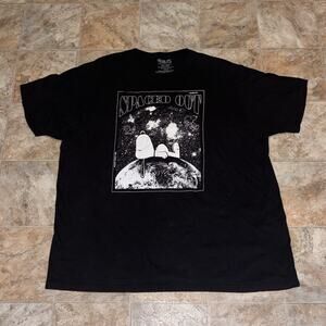 Peanuts Snoopy Spaced Out T Shirt WoodStock Black Mens Size 2XL Black